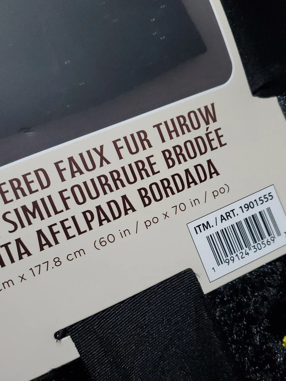 Embroidered Faux Fur Black Cat Throw Blanket